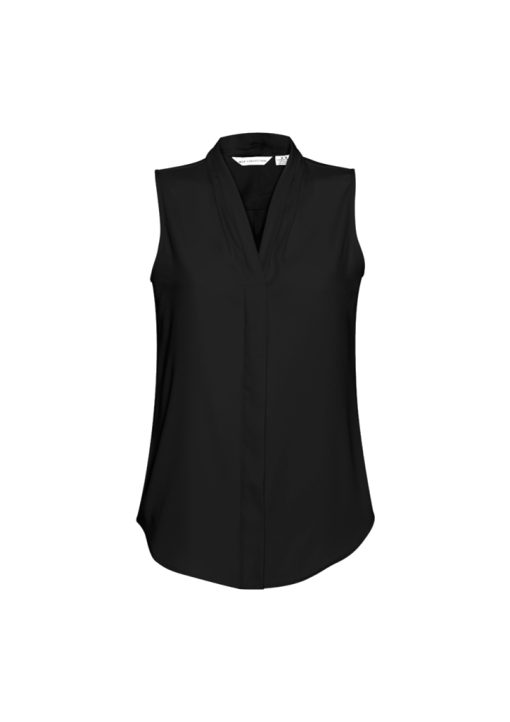 Ladies Madison Sleeveless Blouse - S627LN Black