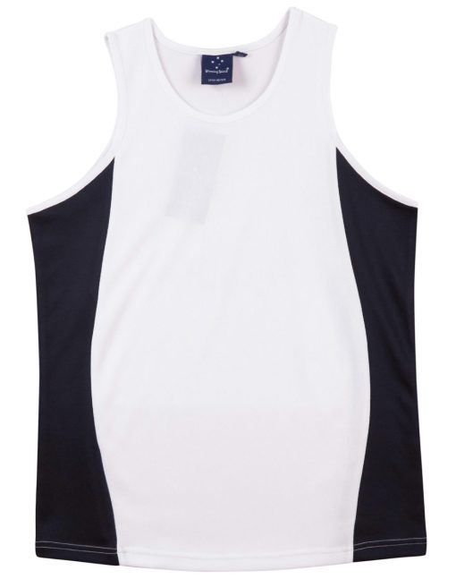 men's cool dry mesh singlet navy and white