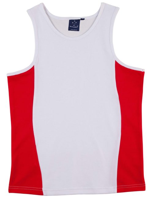 men's cool dry mesh singlet red and white